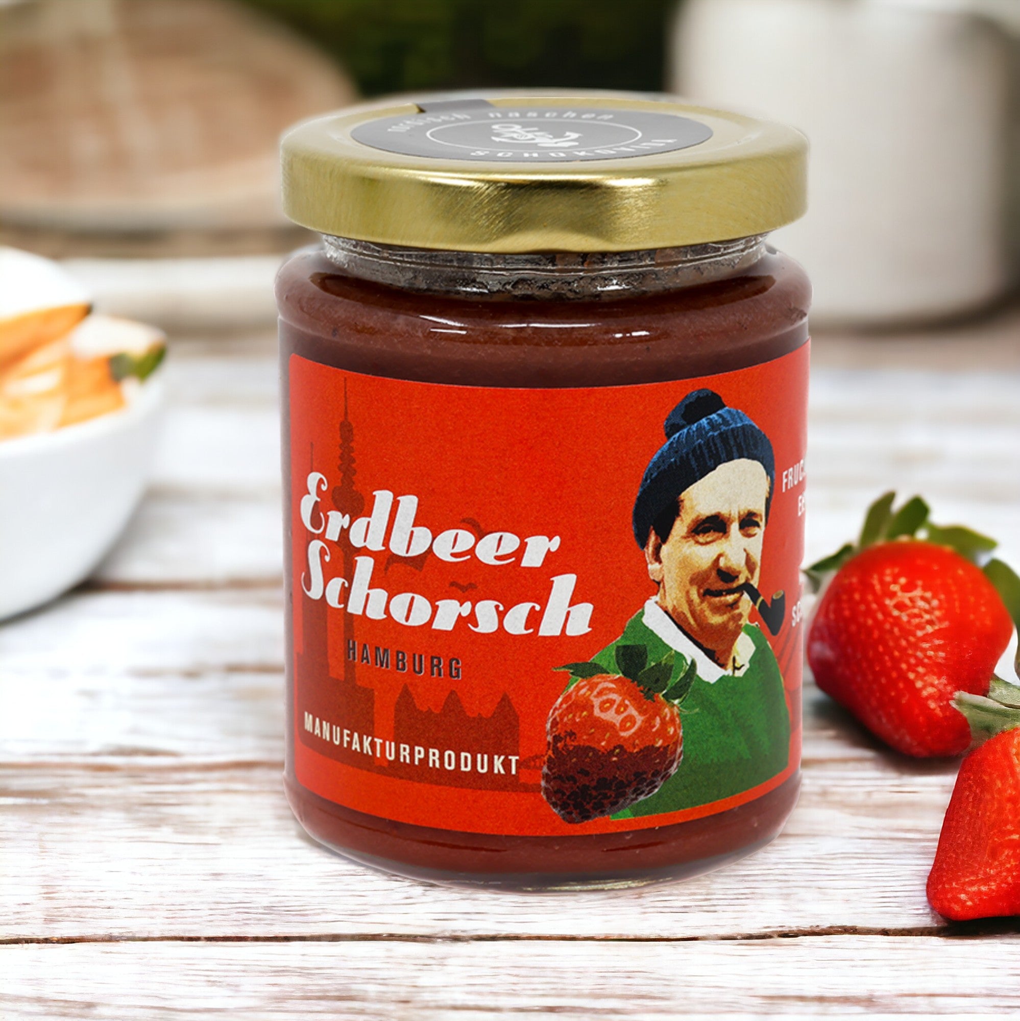 Erdbeerschorsch – Erdbeer-Aufstrich mit weißer Schokolade, 250g