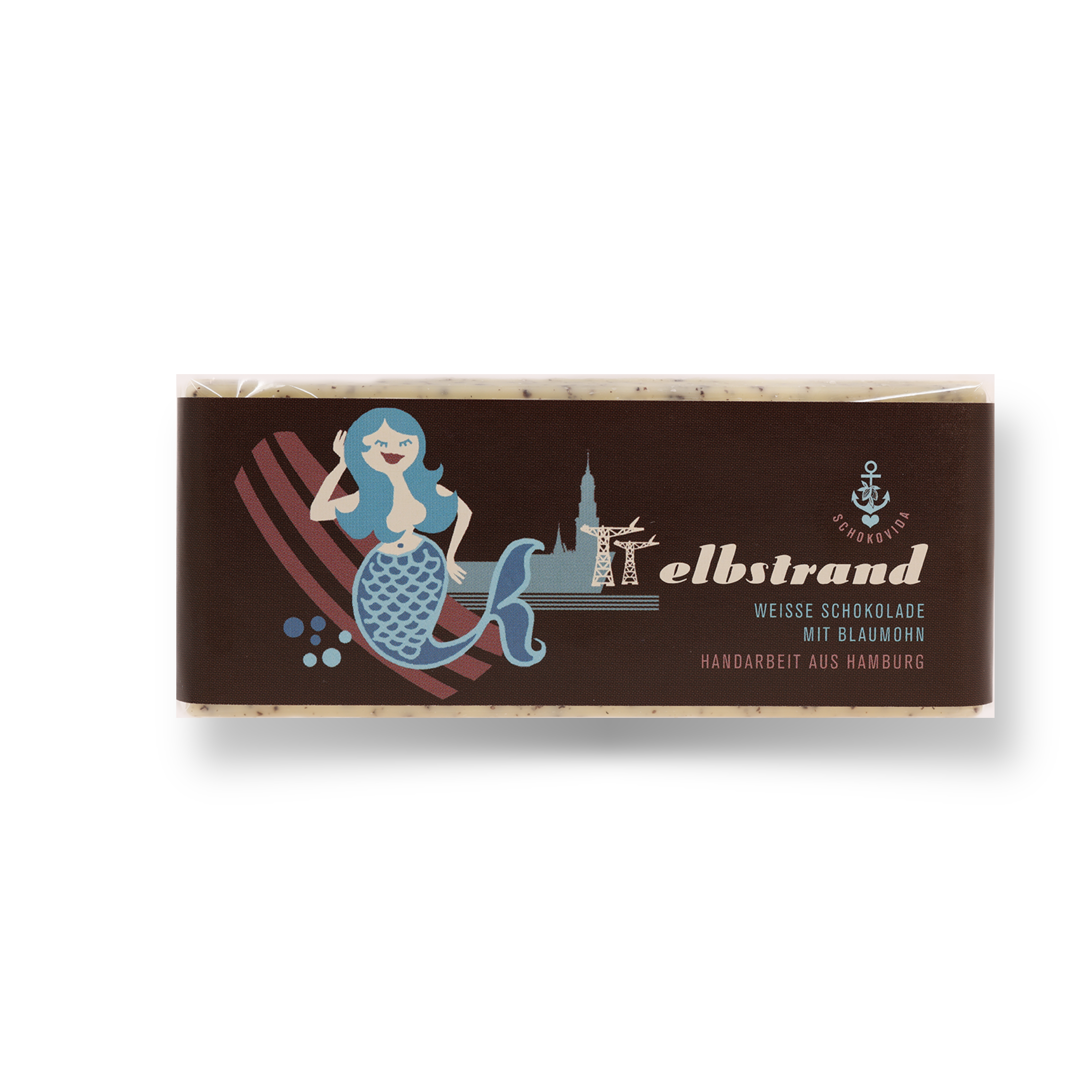 Elbstrand lütt – Weiße Schokolade mit Blaumohn, 50g